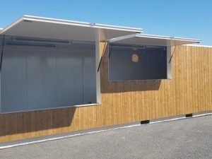 Barra contenedora de madera de 40′