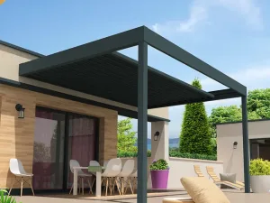 Pérgola retráctil SIROCO 4,50x4,109 m Motorizado con mando a distancia (Gris antracita RAL 7016)