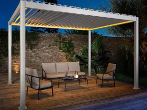 Pérgola bioclimática de aluminio 3x4m con iluminación LED