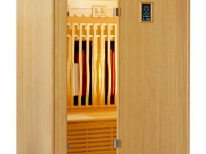 Sauna de infrarrojos con calentadores de carbono y espectro completo Vertical Black 2450W 3 asientos - SNÖ