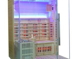 Sauna Híbrida LUXE 3 plazas Infrarrojos 2800W + estufa SAWO 6000W - SNÖ